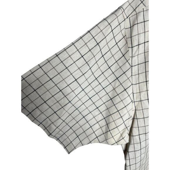 Ivy Crew Shirt Mens Large Linen Blend Check Plaid Button Up Casual‎ Short Sleeve - Picture 4 of 9